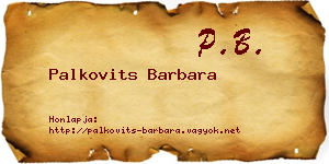 Palkovits Barbara névjegykártya